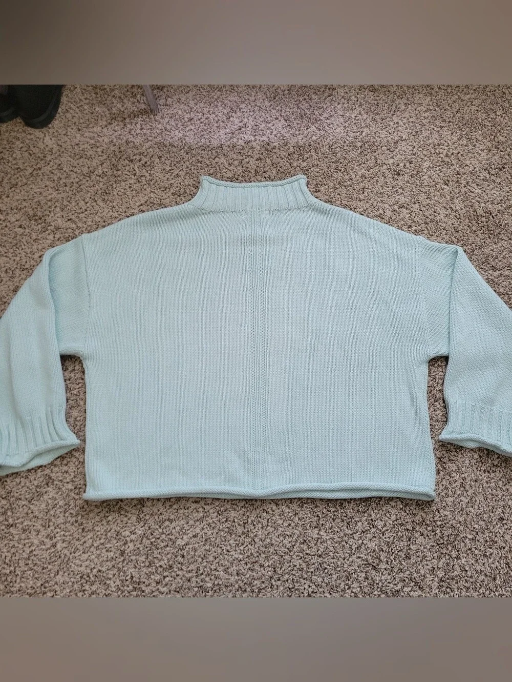 J. Crew 2025 Rollneck Sweater Pistachio Cream Green Blue Cotton XL Extra Large